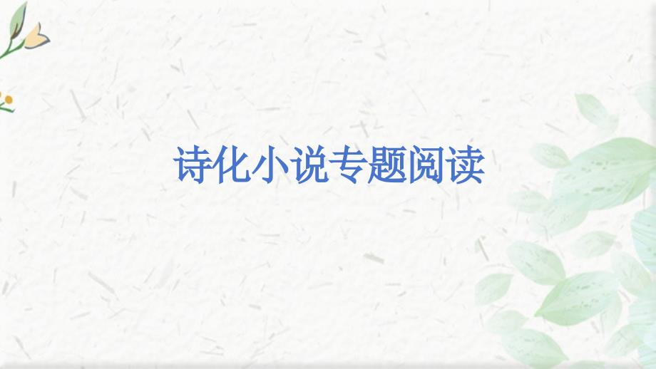 2025届高考语文专题复习：诗化小说专题阅读课件_第1页