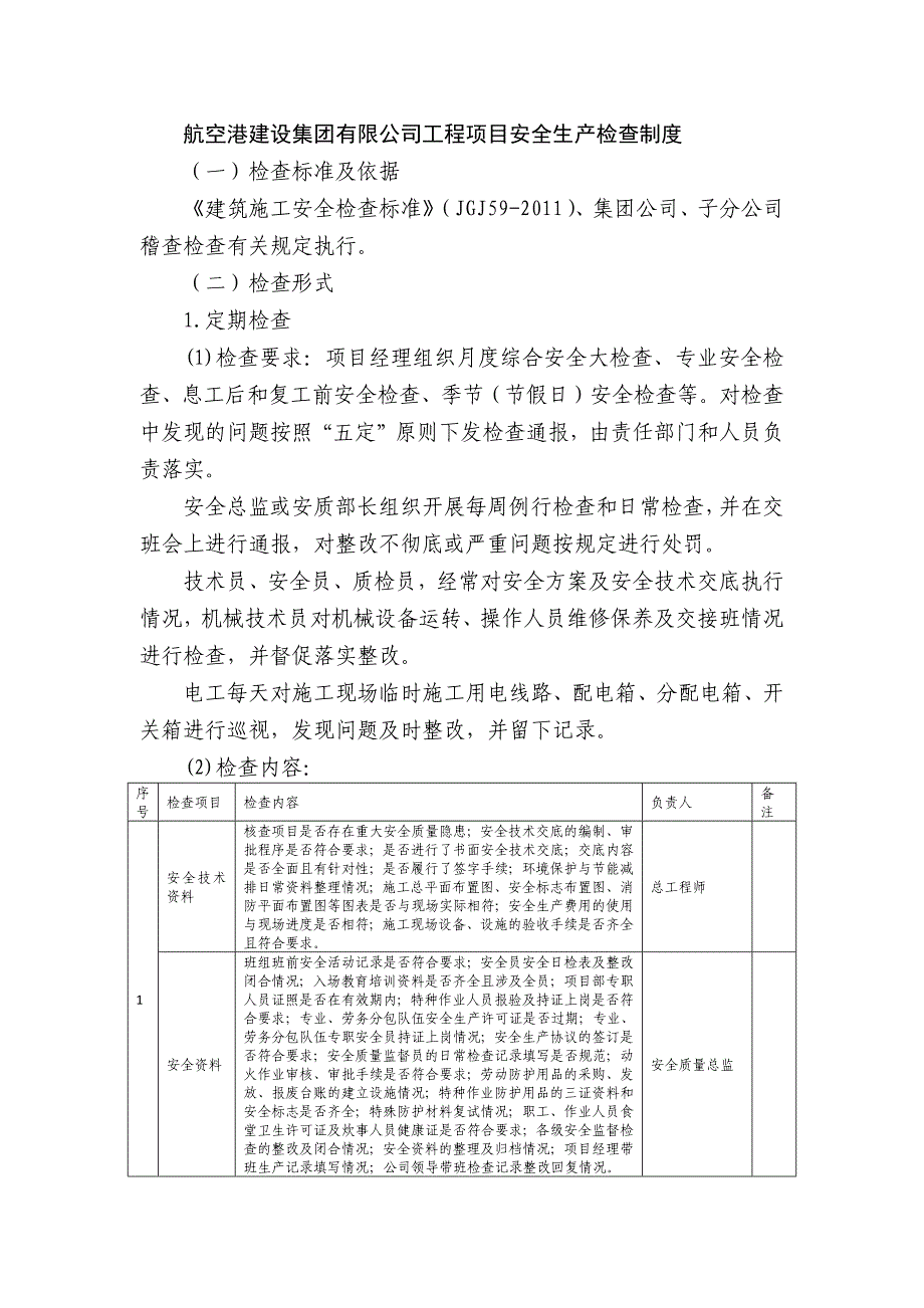 航空港建设集团有限公司工程项目安全生产检查制度_第1页