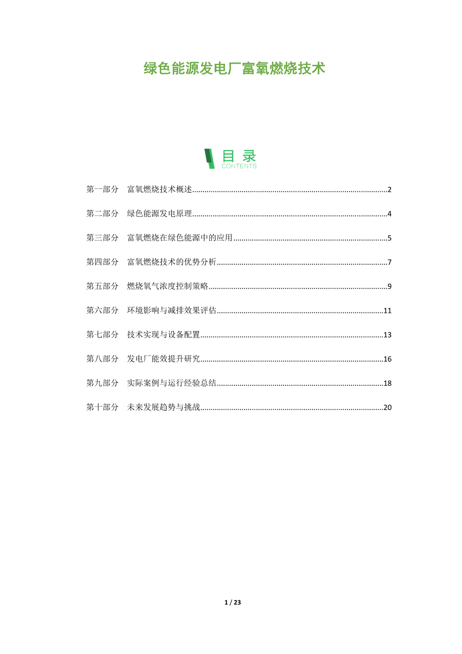 绿色能源发电厂富氧燃烧技术_第1页