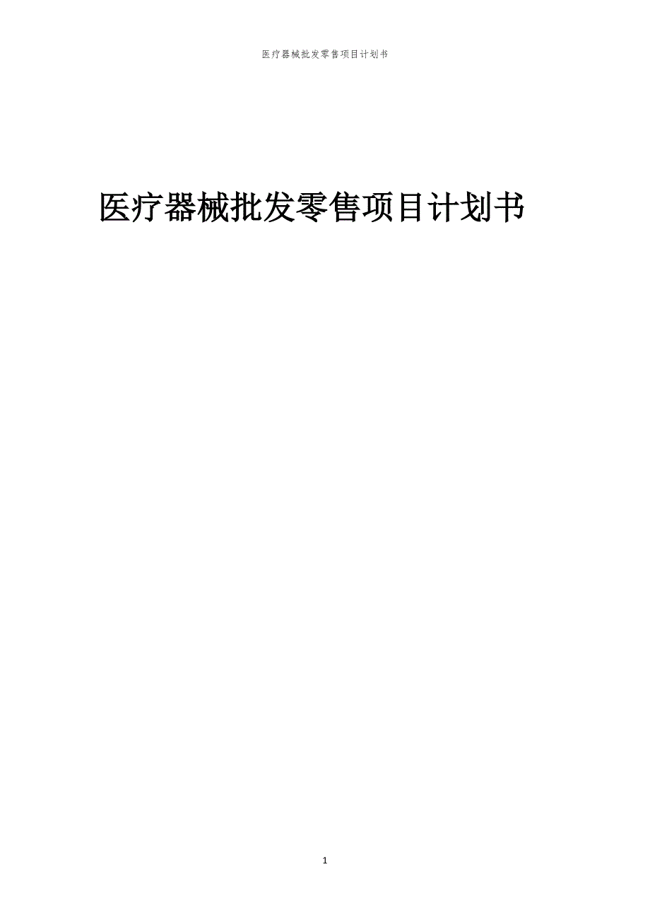 医疗器械批发零售项目计划书_第1页