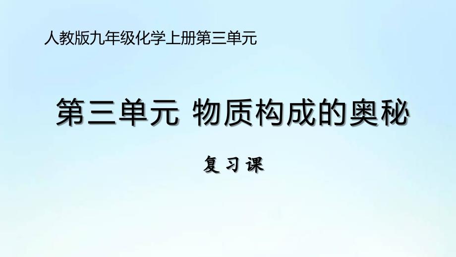 人教版九年级化学上册第三单元《物质构成的奥秘》期末复习PPT课件_第1页