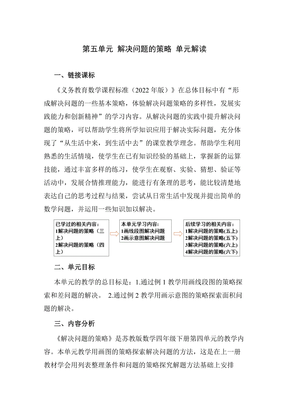 第五单元《解决问题的策略》大单元教学解读四年级数学下册同步精品（苏教版）_第1页