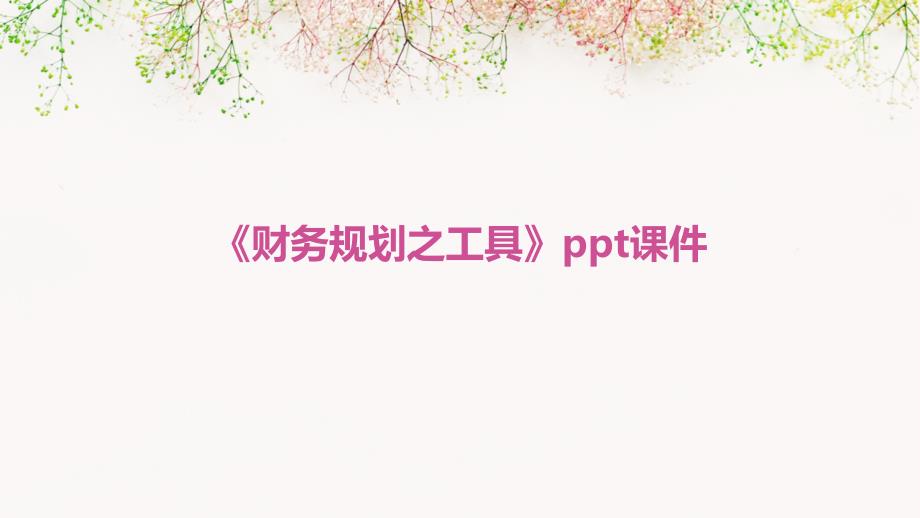 《财务规划之工具》课件_第1页