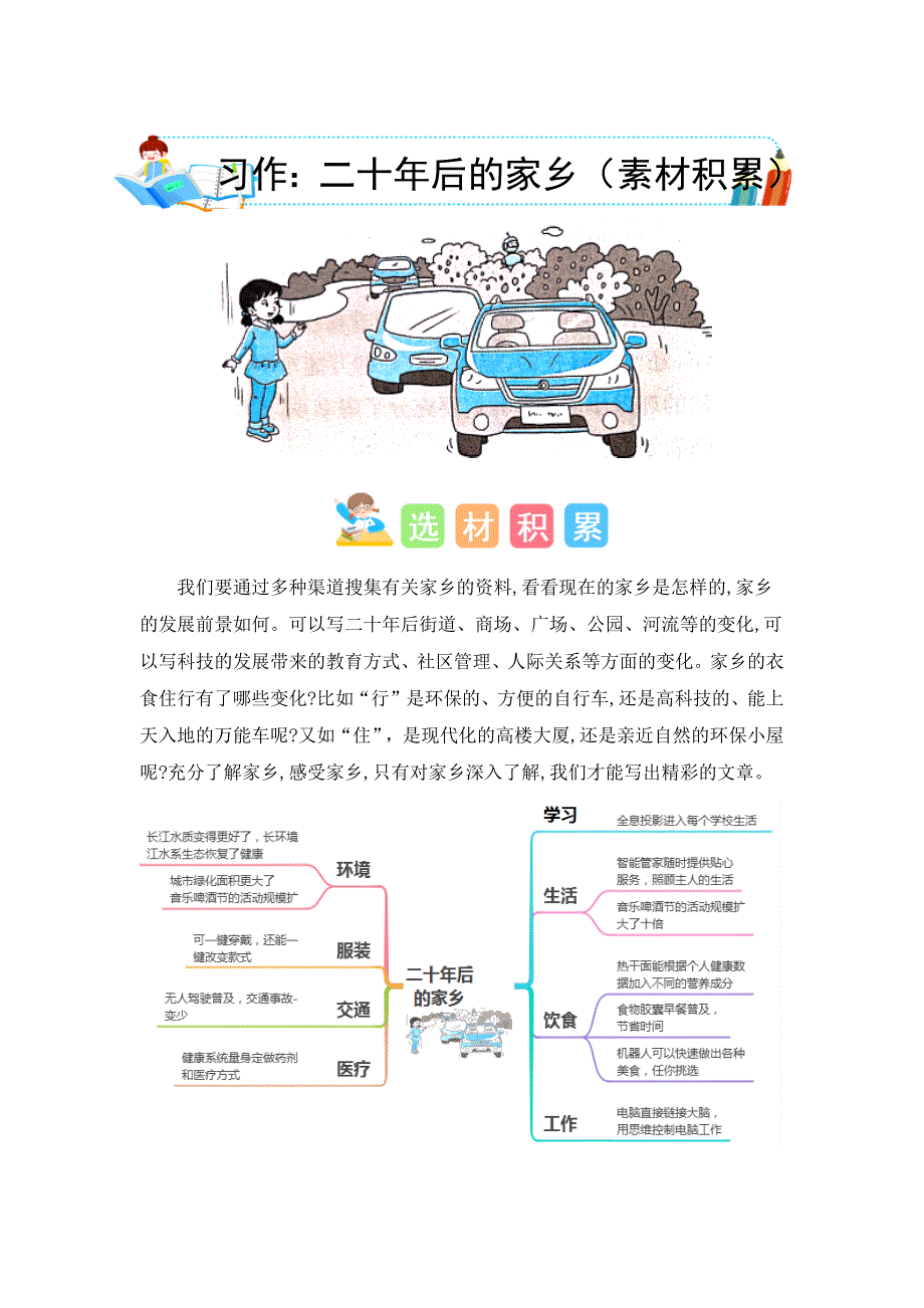 第四单元习作二十年后的家乡（素材积累）五年级语文上册单元作文（统编版）_第1页