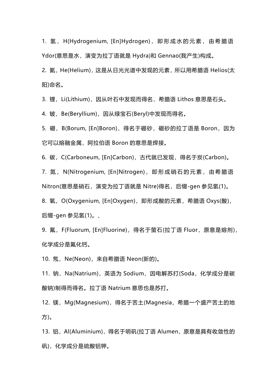 高中复习资料：118种化学元素的名称来历_第1页