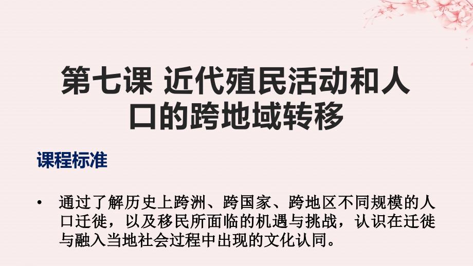 2024新教材高中历史第三单元人口迁徙文化交融与认同第7课近代殖民活动和人口的跨地域转移课件部编版选择性必修3_第1页