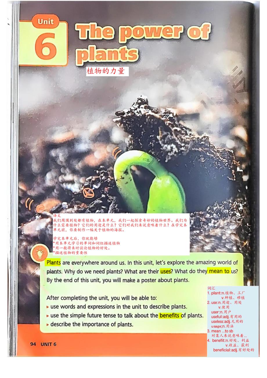 2024版外研版七年级英语上册Unit6The power of plants课文完全解读_第1页
