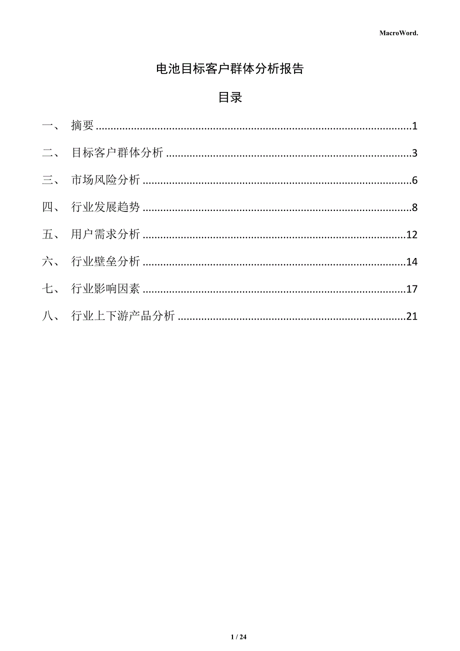 电池目标客户群体分析报告_第1页