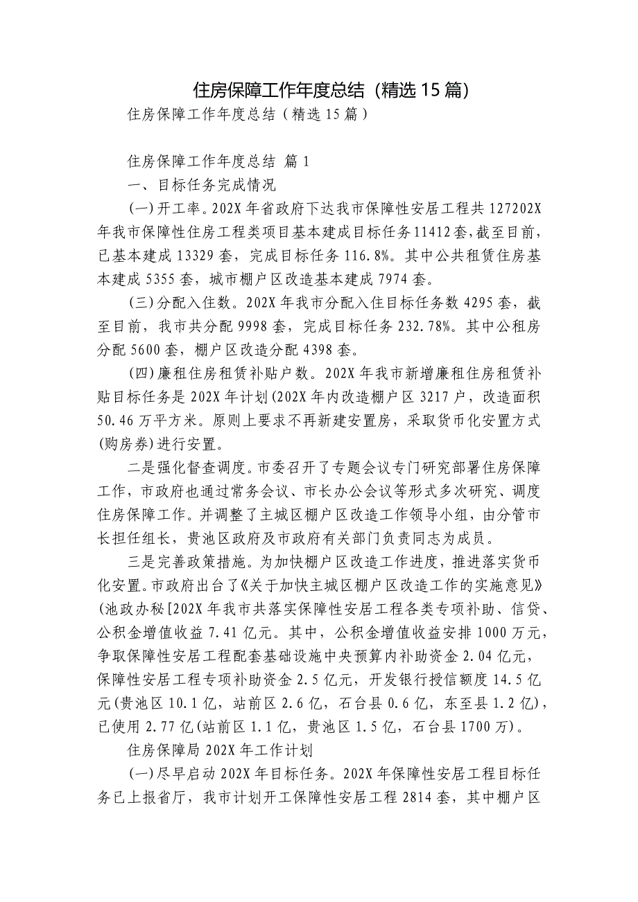 住房保障工作年度总结（精选15篇）_第1页