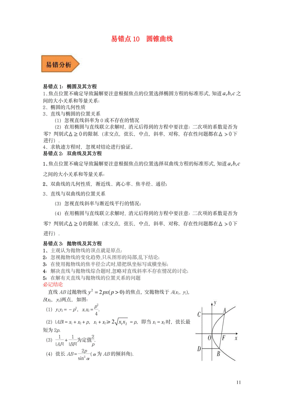 全国2024年高考数学二轮复习 圆锥曲线 含解析_第1页