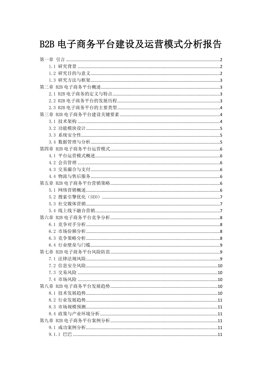 B2B电子商务平台建设及运营模式分析报告_第1页