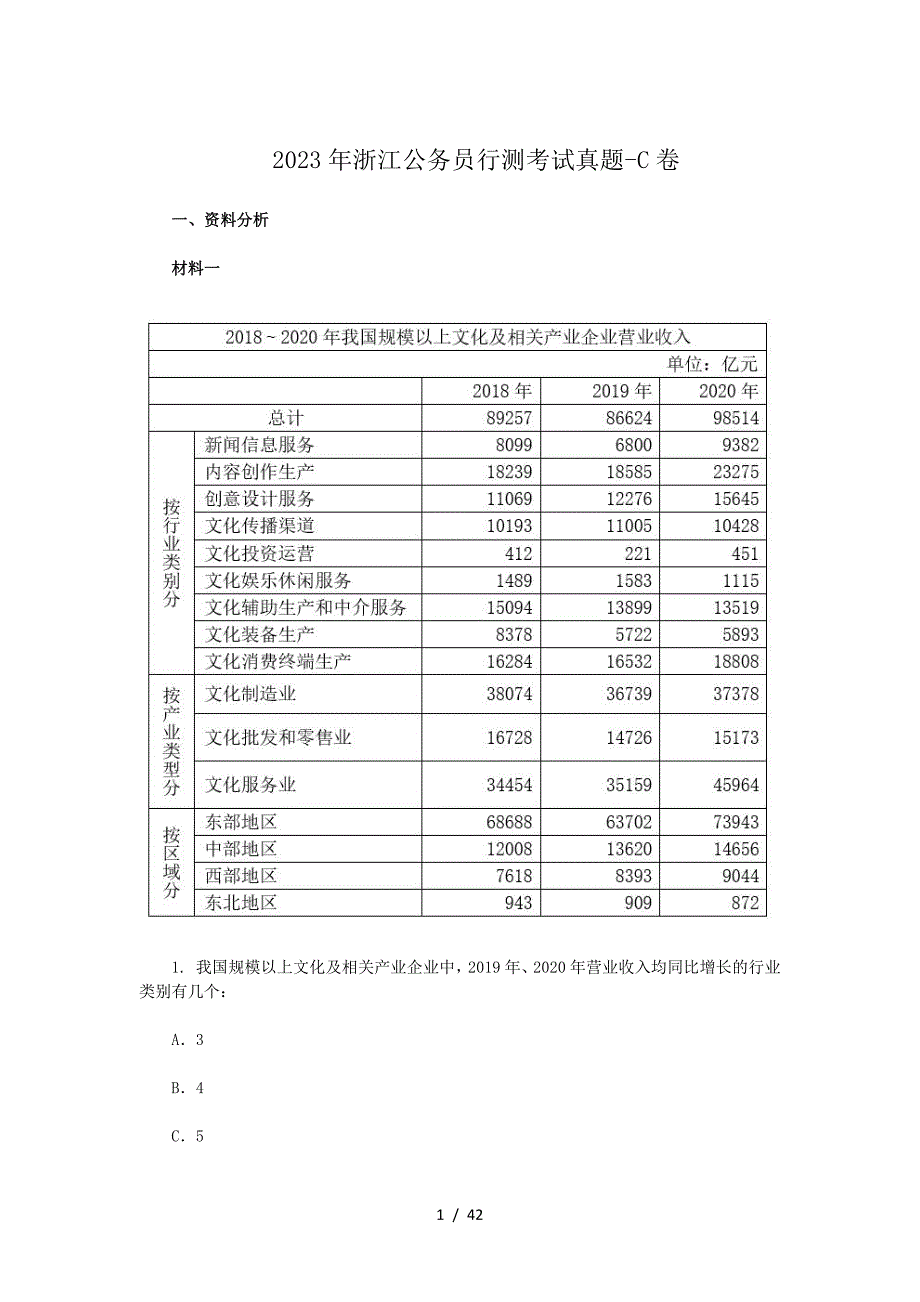 2023年浙江公务员行测考试真题-C卷_第1页