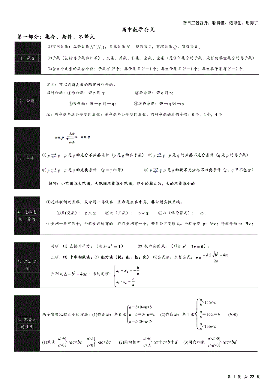 2024年高考数学总复习高中数学公式全套复习汇编（精品）_第1页