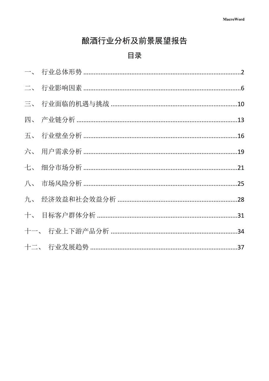 酿酒行业分析及前景展望报告_第1页