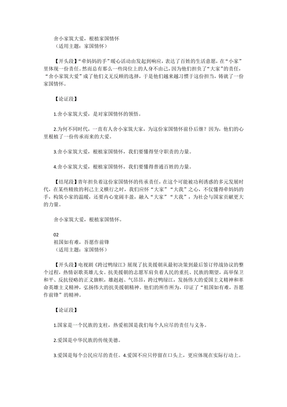 2024年高考作文备考之20个主题满分作文模板：标题、开头、结尾、分论点_第1页