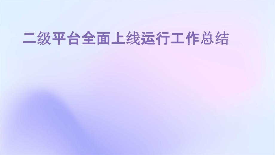 二级平台全面上线运行工作总结PPT_第1页