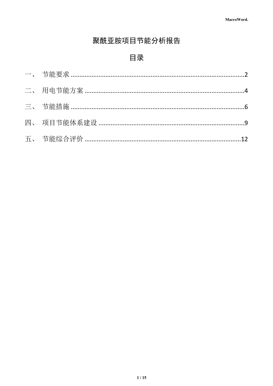 聚酰亚胺项目节能分析报告_第1页
