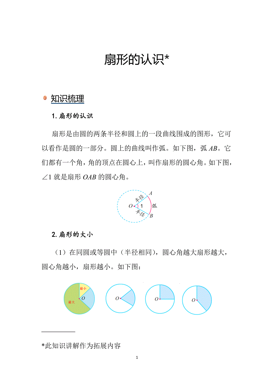2025年小学数学知识讲解：扇形的认识_第1页