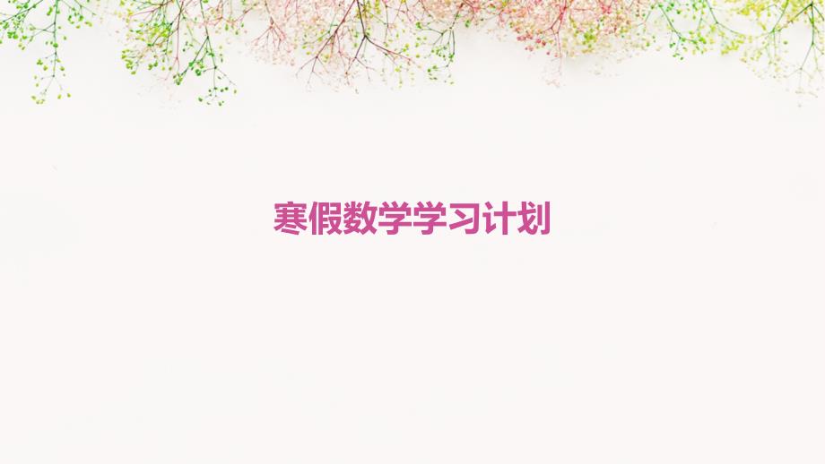 寒假数学学习计划PPT_第1页