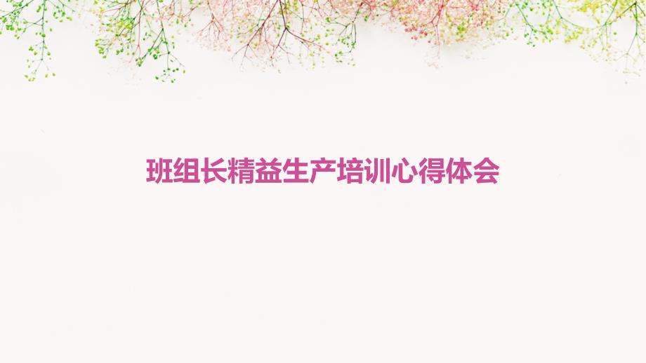 班组长精益生产培训心得体会PPT_第1页