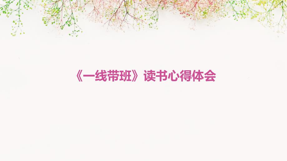 《一线带班》读书心得体会PPT_第1页