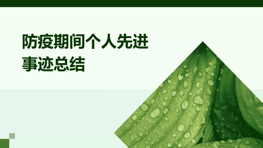 防疫期间个人先进事迹总结PPT_第1页