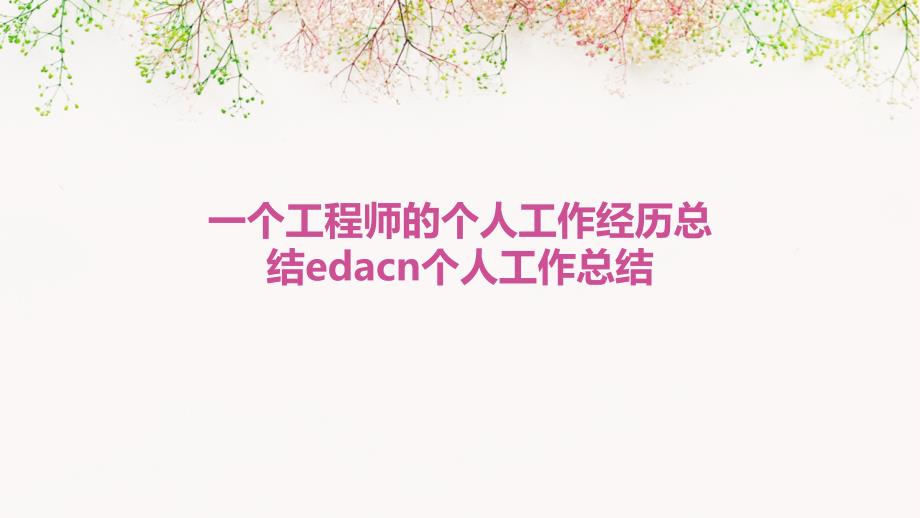 一个工程师的个人工作经历总结edacn个人工作总结PPT_第1页