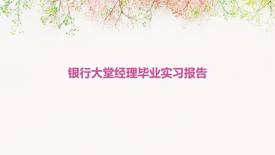 银行大堂经理毕业实习报告PPT_第1页