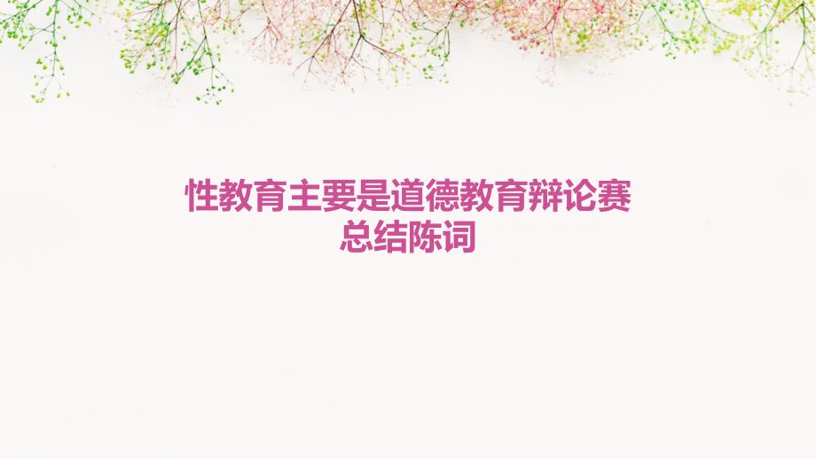 性教育主要是道德教育辩论赛总结陈词PPT演稿_第1页