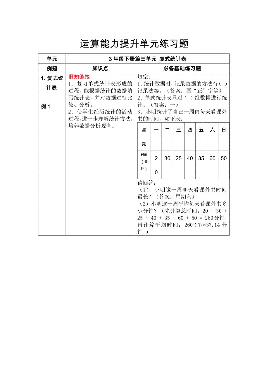 人教版三年级下册数学第三单元、单元运算练习题_第1页