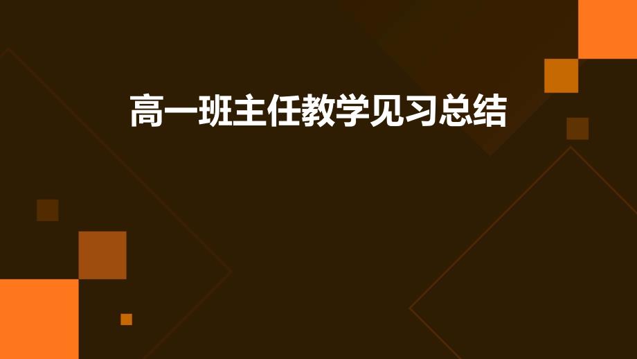 高一班主任教学见习总结ppt_第1页