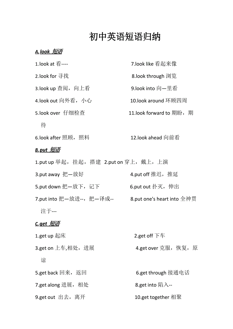 178个初中英语精选短语归纳_第1页