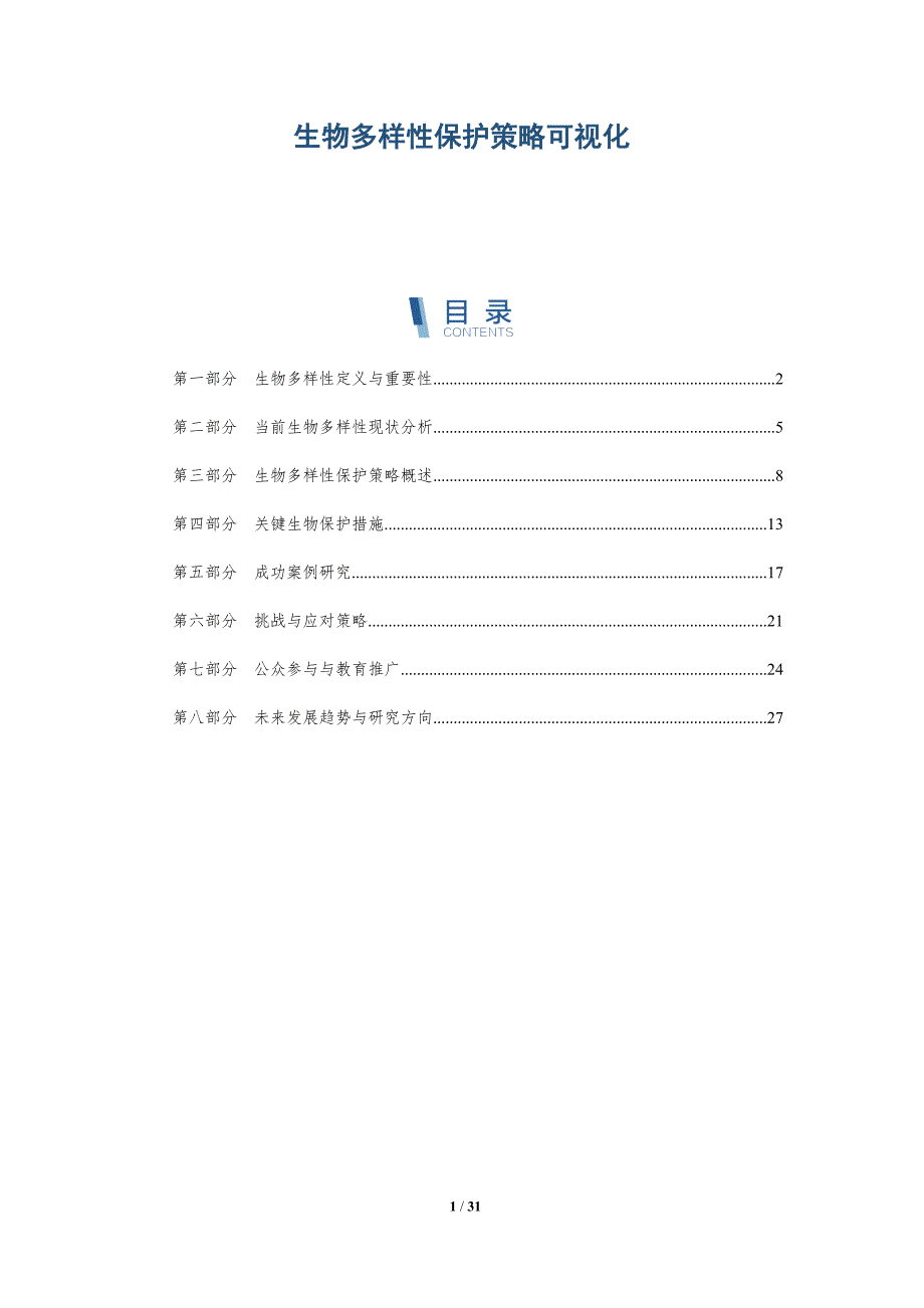 生物多样性保护策略可视化-详解洞察_第1页