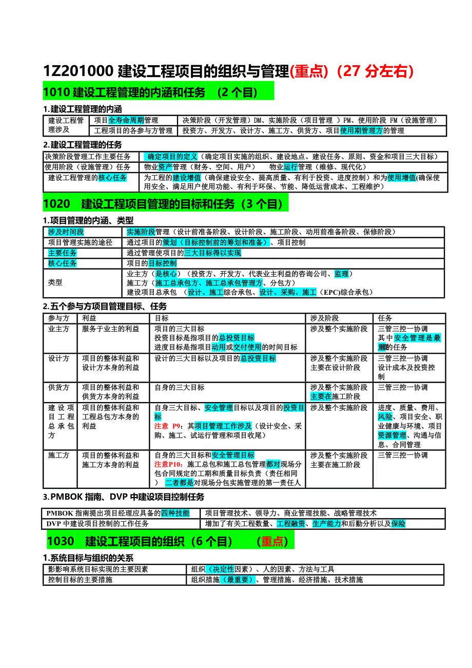 一级建造师《项目管理》通关总结_第1页