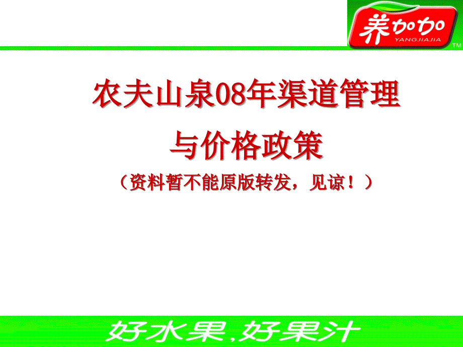 某山泉渠道运作及价格政策讲义_第1页