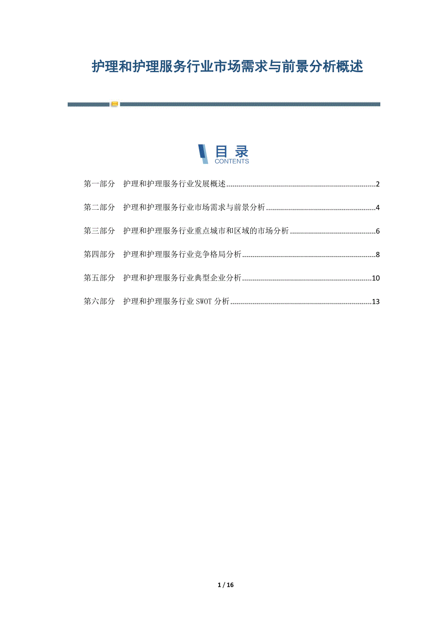 护理和护理服务行业市场需求与前景分析概述-第1篇_第1页
