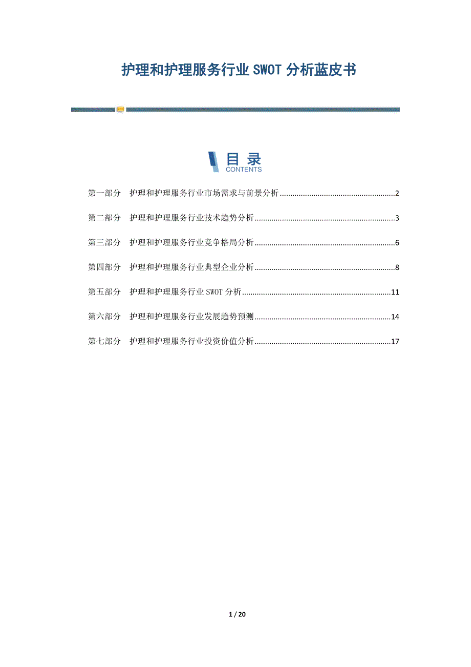 护理和护理服务行业SWOT分析蓝皮书-第6篇_第1页