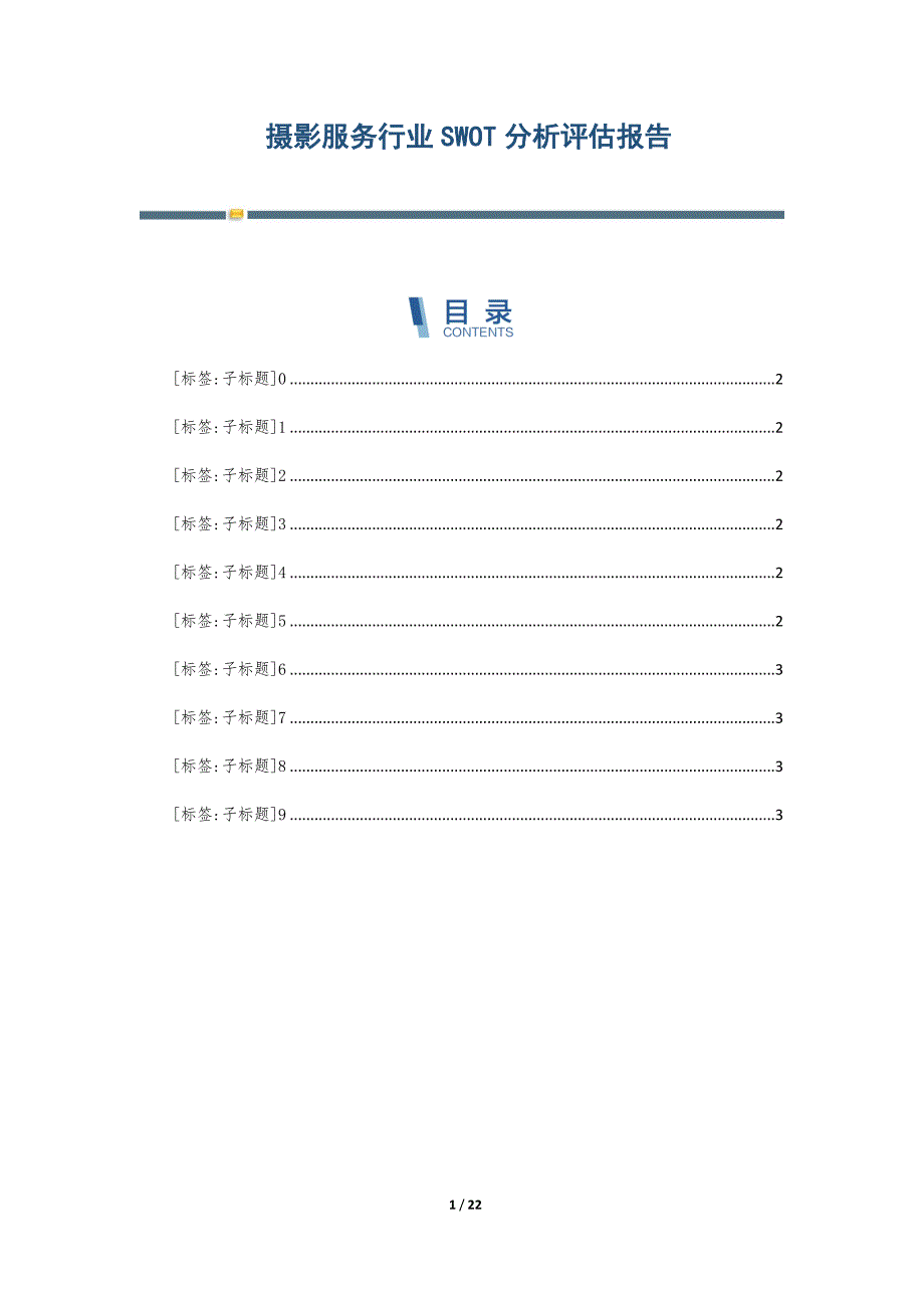 摄影服务行业SWOT分析评估报告-第1篇_第1页