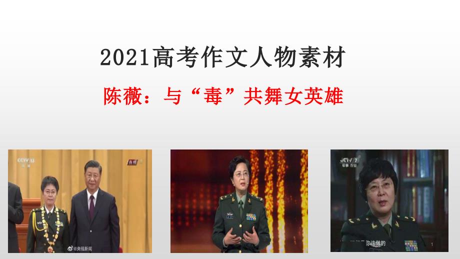 高考作文人物素材：与“毒”共舞女英雄ppt课件_第1页