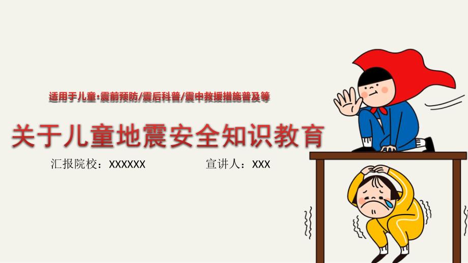 儿童地震安全知识教育培训ppt模板下载_第1页