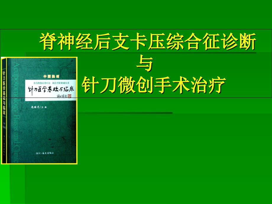 脊神经后支卡压综合征的诊断与治疗课件_第1页