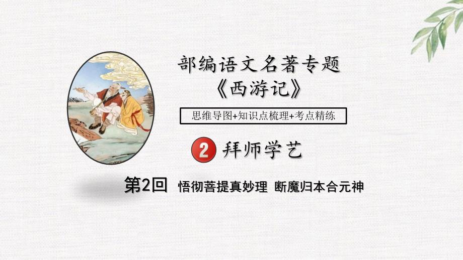 2025年中考语文专题复习：02中考名著专题课件-西游记-情节-第2回+拜师学艺_第1页