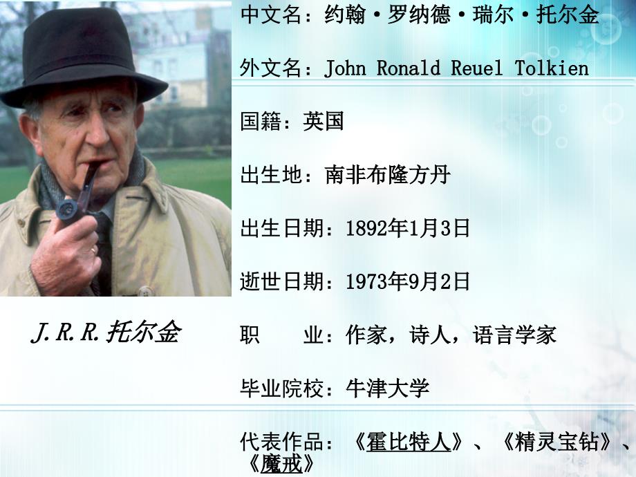 J.R.R.托尔金简介课前演讲课件_第1页